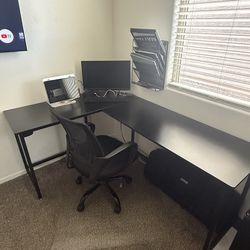 Office Desk, Chair & Floormat