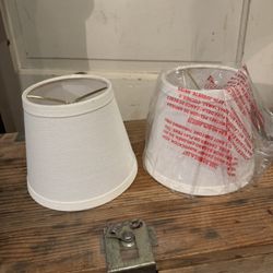 Mini Small White Barrel Lamp Shades Clip On Bulb. 