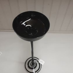 Black & Clear Tall Art Glass Candle Holder- Located In Shelton 