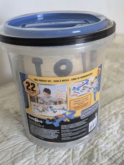 Just Like Home Workshop Tool Bucket Set, containing 22 play pieces.