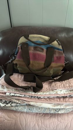 Sunshinejing Striped Canvas Tote Crossbody Strap Double Handles
