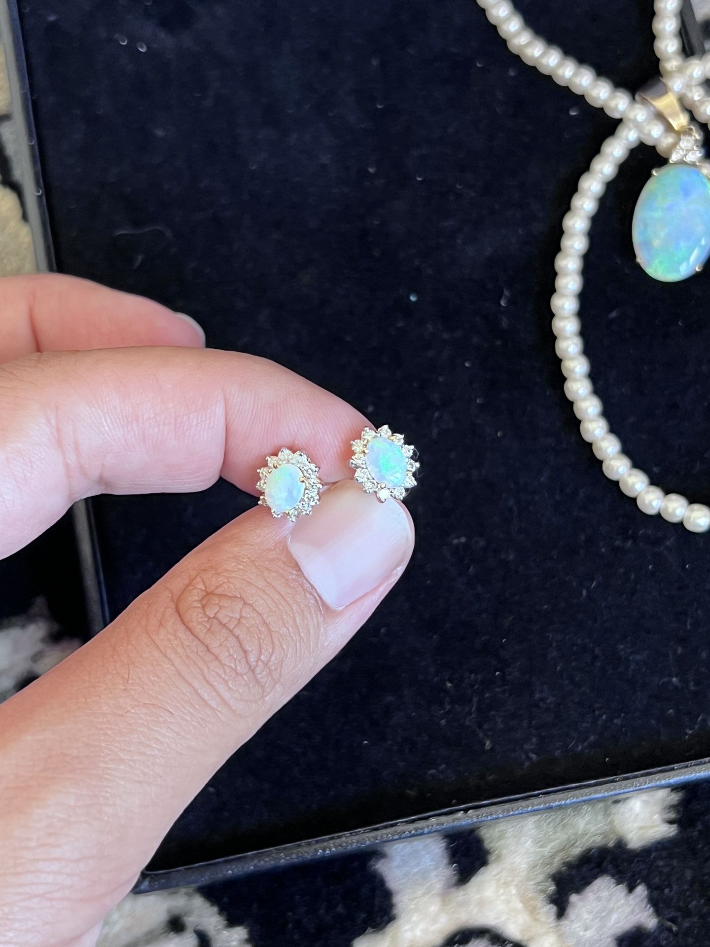 Opal And Diamond Earrings 