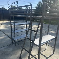 Bunk Style Twin Bed With Desk And Shelf’s 
