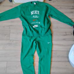 Nike Green Track Suit Setup Pant + Top Baggy Extra Large 