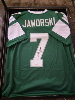 Framed Ron Jaworski Autographed Jersey