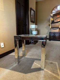 MCM Modern Art Deco Mirror Side Table Nightstand