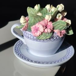 Musical Flower Teacup Figurine 