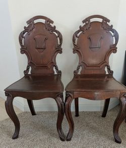 Pair English Hall Chairs