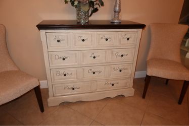 Unique Inspirational Accent Chest / Dresser – Cream & Dark Wood