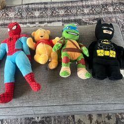 Plushy Toys Batman, Spider-Man, Pooh, Ninja Turtles 