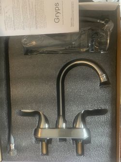 BNIB Faucet Fixture - Double Handle Bathroom Complete Gryps Brand Satin Nickel