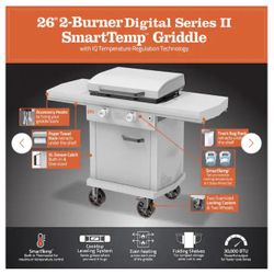 Series I| 26 in. 2-Burner Digital Propane SmartTemp Flat Top Grill / Griddle in Chalk Finish with Enclosed Cart and Hood