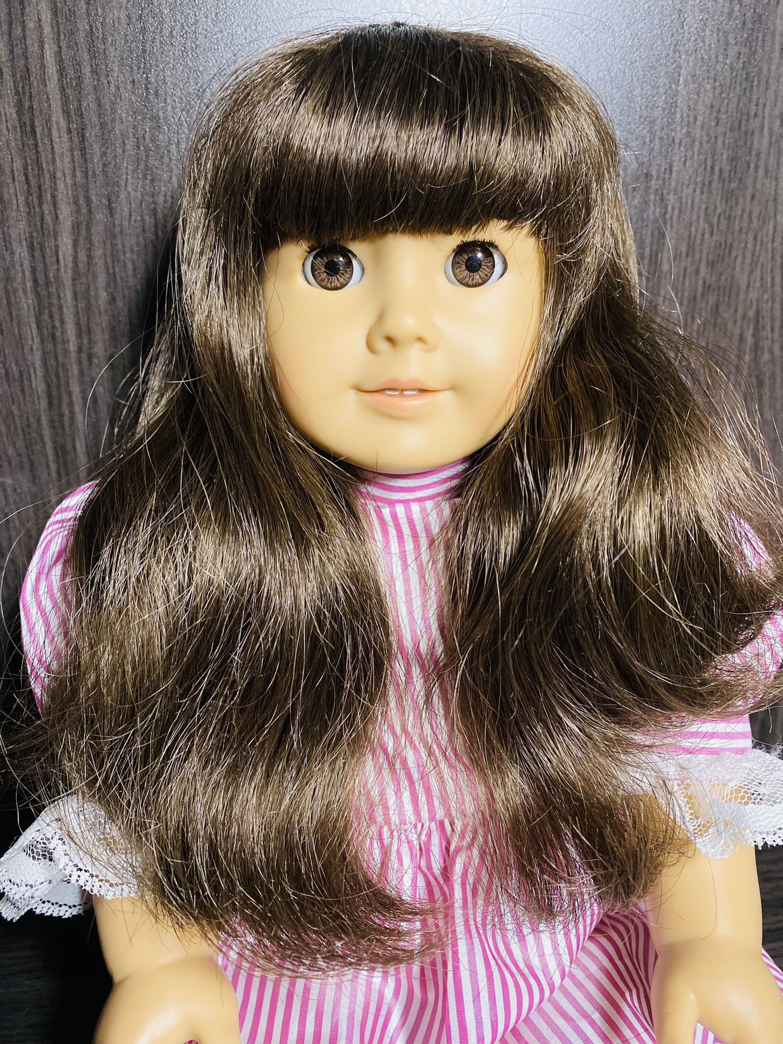 Original Pleasant Company Samantha Parkington Doll With Pink Striped Dress