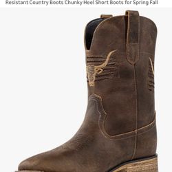 Size 13 Winbird Cowboy Boots For Men Square Toe Western Men's Boots Vegan/Genuine Leather with Classic Patriot Pull On Boot, Slip Resistant Country Bo