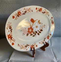 Vintage 1970s Kingsbury Dogwood Oval Enamelware Serving Platter