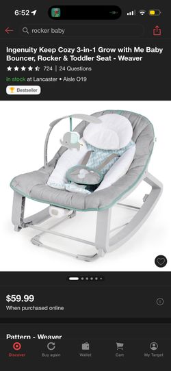 Ingenuity Keep Cozy 3-in-1 Grow with Me Baby Bouncer, Rocker & Toddler Seat