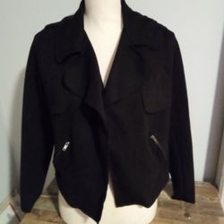 E & M Women's Black Faux Suede Moto Jacket 