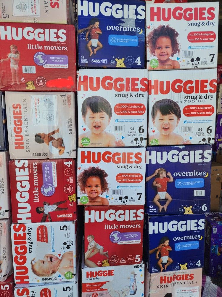 Huggies 4,5,6,7 $20 Each Box.