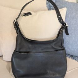 Vintage Coach 9058 Black Leather Legacy Hobo Shoulder Bag, SILVER ACCESSORIES