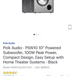 Polk Audio PSW10 10" Powered Subwoofer