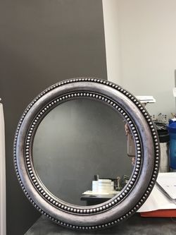 Solid wood round mirror