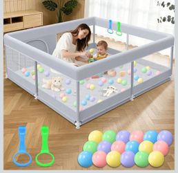 XVISHX Baby Playpen 50 x 50 Inch Play Pen Playards, Playpen for Babies and Toddlers, Baby Playard for Indoor & Outdoor Active Center Game Fence, with 