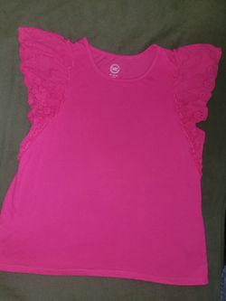 Wonder Nation Pink Eyelet Flutter Sleeve Top