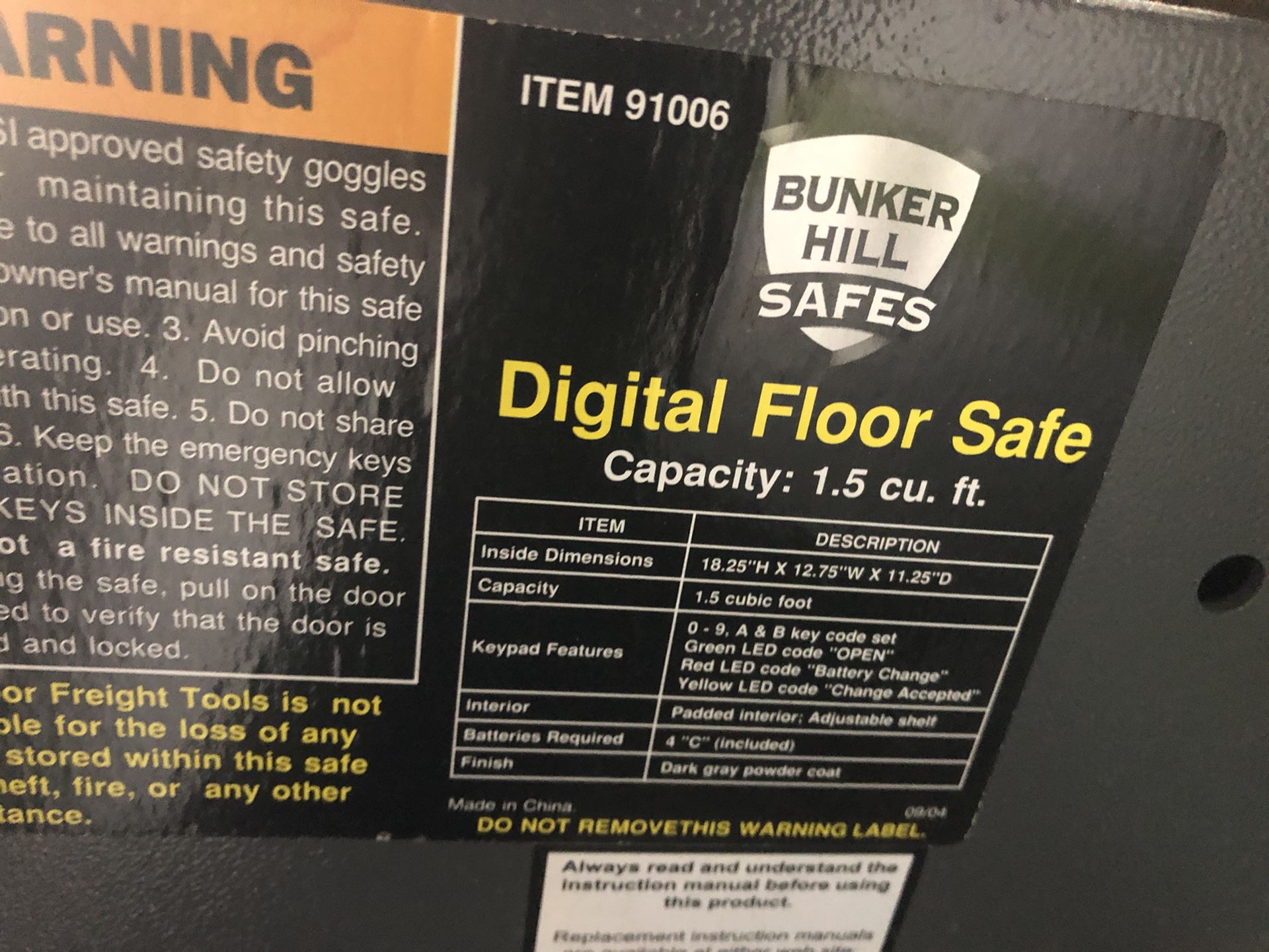 Bunker hill security digital floor safe 91006 for Sale in Pasadena, CA