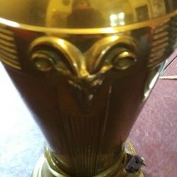 Brass Table Lamp. Ram Inlay. No Shade.
