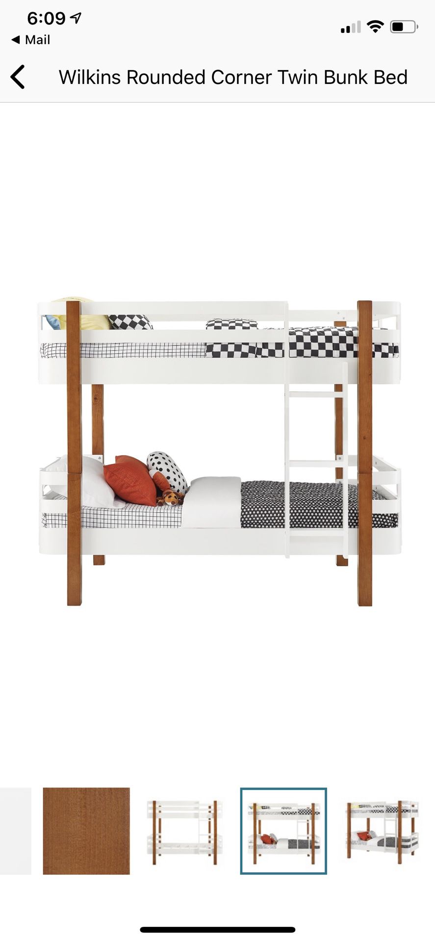 Rounded corner wood twin bunk bed