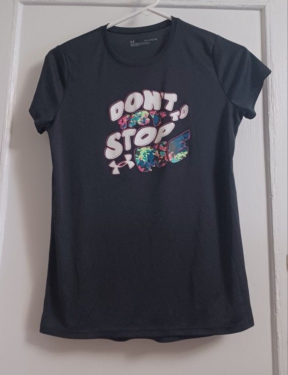 Girl's Youth Under Armour " Don't Try To Stop Me" Black T-shirt, YXL