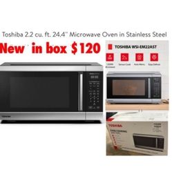New in box Toshiba 2.2 cu microwave 1200w $120 cash only pick up east Palmdale 