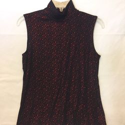 Tape Measure sleeveless top black and metallic red women’s size M
