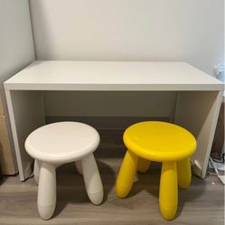 IKEA MAMMUT kids chairs and SMÅSTAD desk