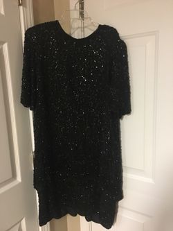 Black Silk Sequins Women’s Party Dress