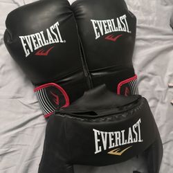 Everlast Boxing Gloves + Head Gear 