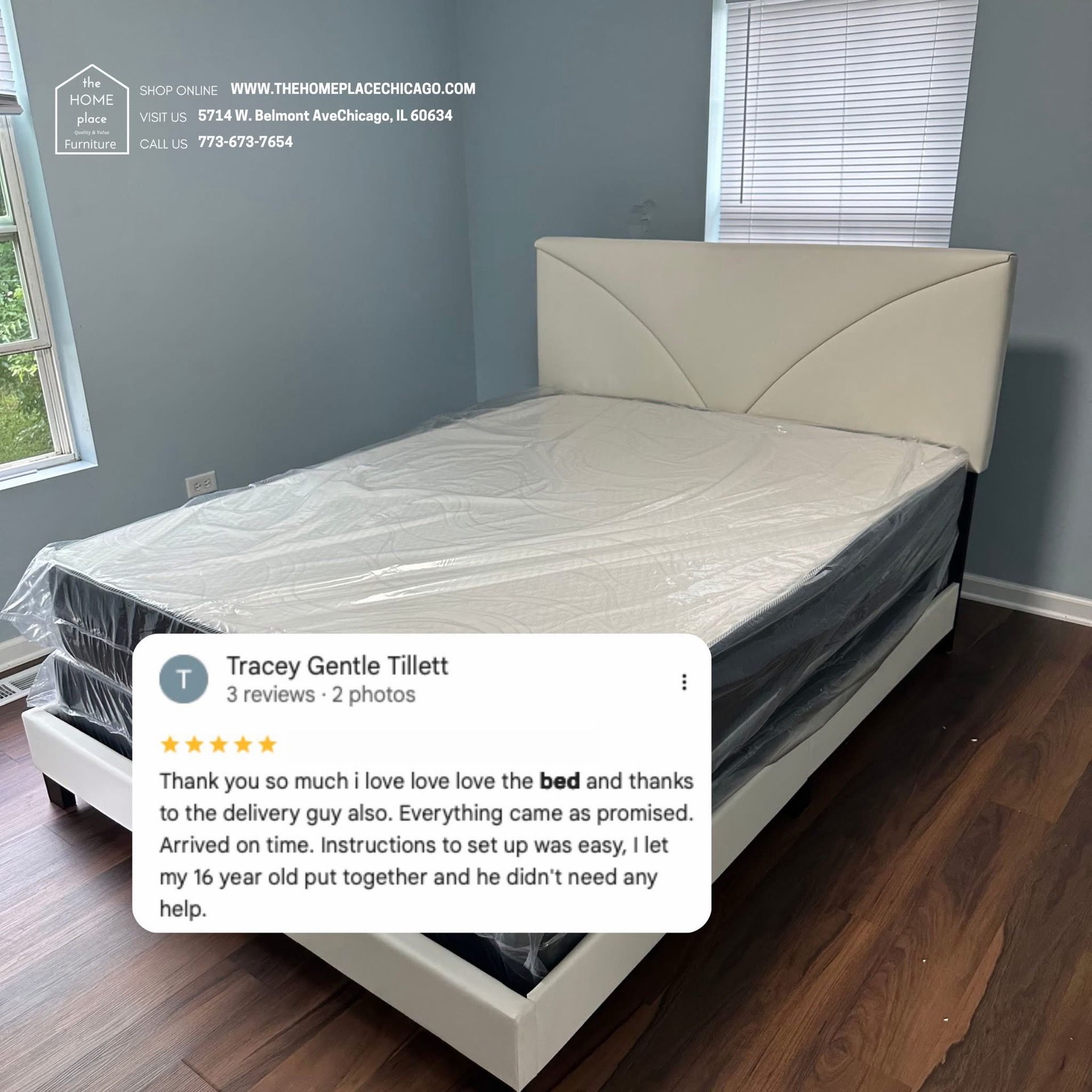 Queen bed package, including mattress and box spring