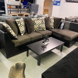 Brown Sectional With Ottoman 