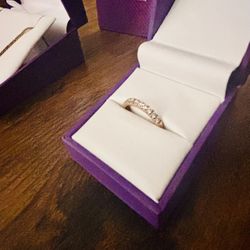 Rose Gold Wedding Band With Diamonds + Rose Gold Necklace