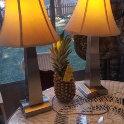 Scuare Post Metal USB Lamps Table 2 Set