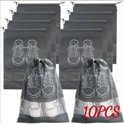 10pcs Shoes Storage Bags, Non-woven Travel Portable Bag, Drawstring Dustproof Bags