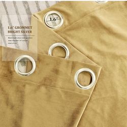 Velvet Gold Curtains 96 inch Length- Living Room Blackout Thermal Window Drapes Darkening Decor Grommet Curtains for Bedroom Set of 2 Panels