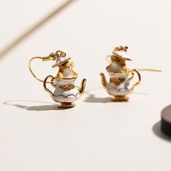 Hand-painted teapot earrings and necklaces