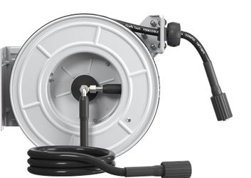 Pressure Washer Hose Reel, 1/4" × 55ft Pressure Hose Reel, Auto Rewind Power Washer Hose Reel, Wall/Floor Mounted, 3200 PSI