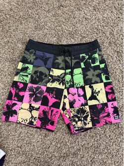 Billabong Recycler Sundays Pro Board Shorts Skulls Flowers Size 31