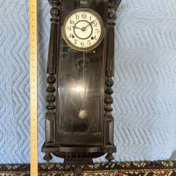 Antique Wall Clock Sun Face Pendulum 