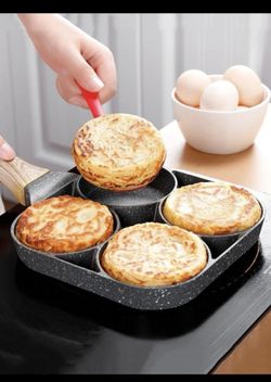 1pc Fry Pan For Egg, Non Stick Ham Pancake Maker, Egg Burger Pan, 4 Holes, For Induction Cooker Gas Stove