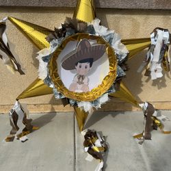 Baby Charro Baptism 3D Star Pinata 