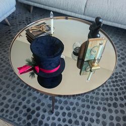 Mirrored Glass Top Nesting Coffee Table, Gold