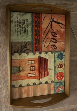 Wooden With 6 Tiles Tray